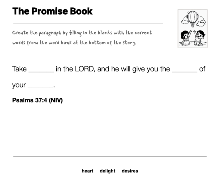 The Promise Book fill-in-the-blank